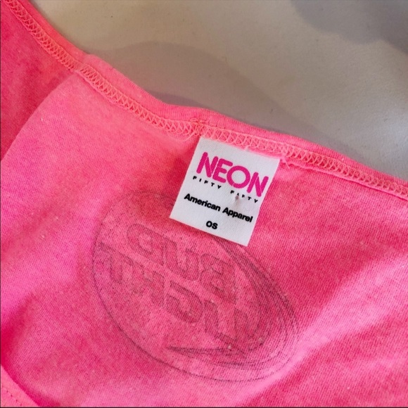 American Apparel Neon Crop Top Bud Light - Picture 4 of 5